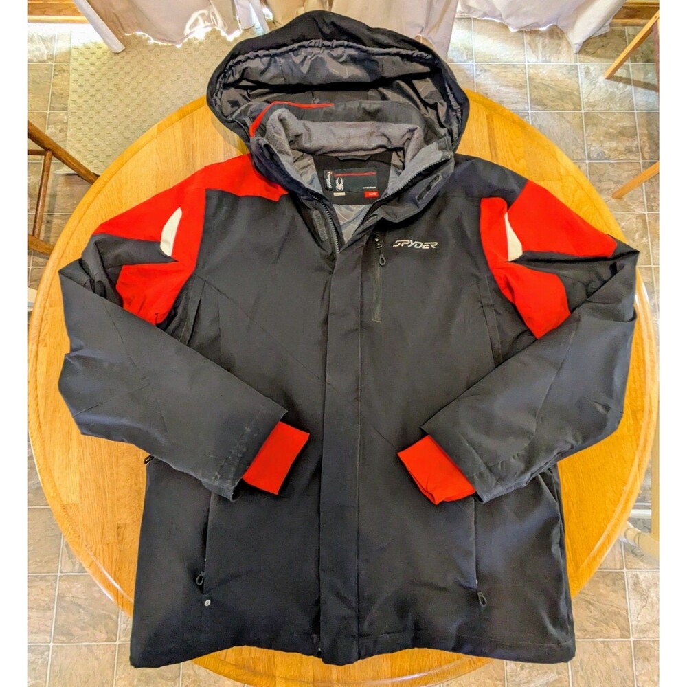 Spyder Men's Guardian Insulated Ski Jacket XL Black & Red Winter Very Warm!